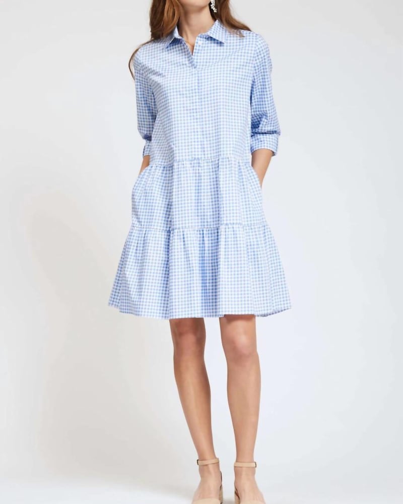 Front of a model wearing a size XL Hannah Gingham Dress In Multi in Multi by Tyler Boe. | dia_product_style_image_id:344712
